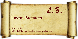 Lovas Barbara névjegykártya